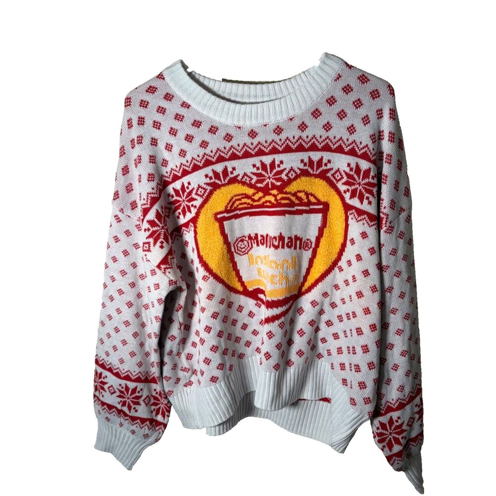 Maruchan Sweater Adult Large Pullover Knit Ramen Crew Neck Christmas